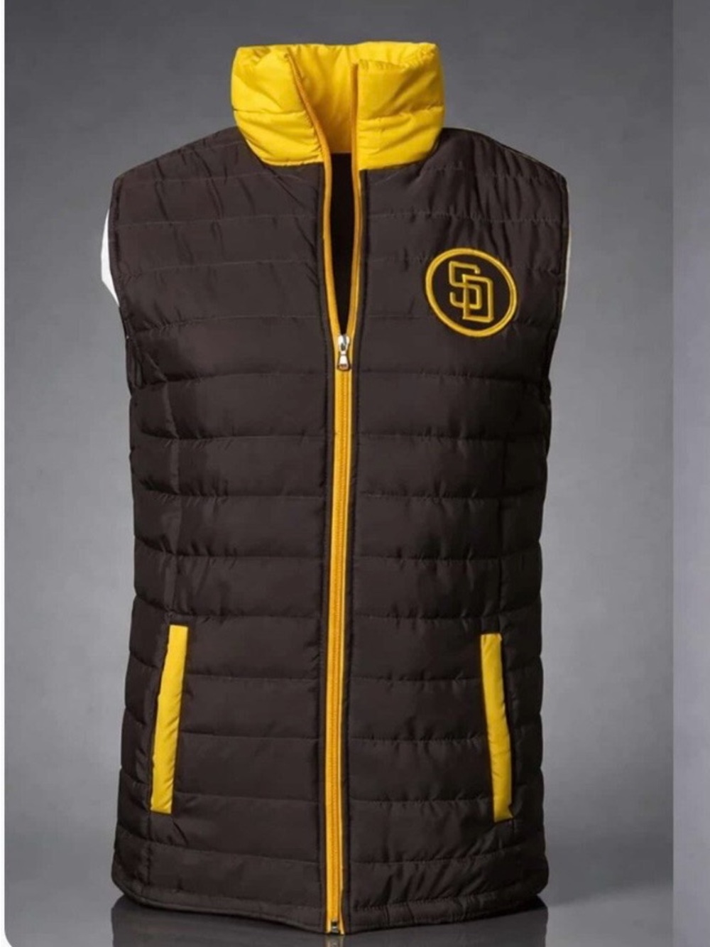 San Diego Padres Quilted Brown & Yellow Puffer Vest